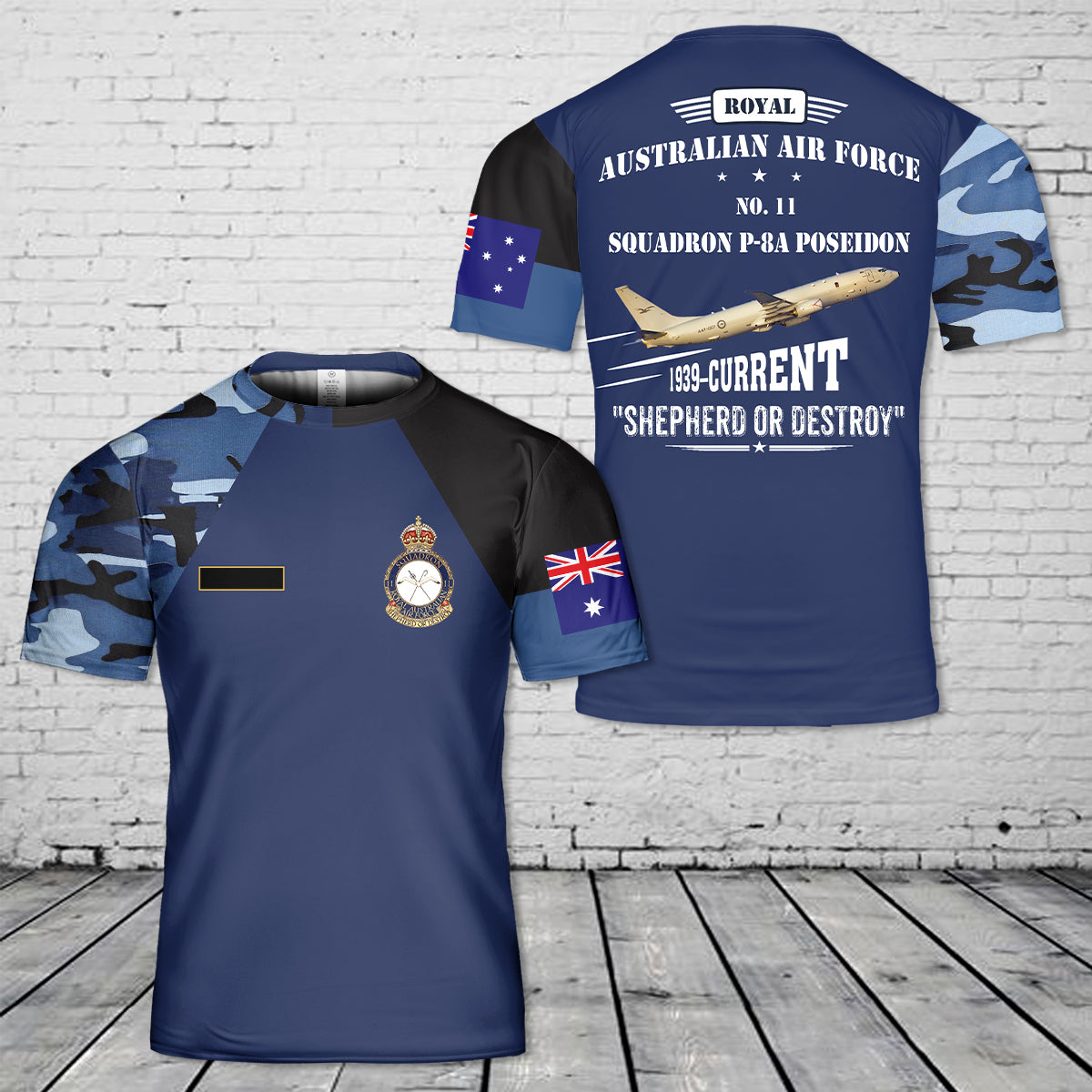 Custom Name Royal Australian Air Force No. 11 Squadron P-8A Poseidon 3D T-Shirt