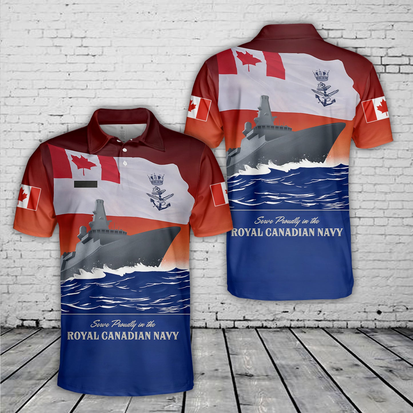 Custom Name Royal Canadian Navy Polo Shirt