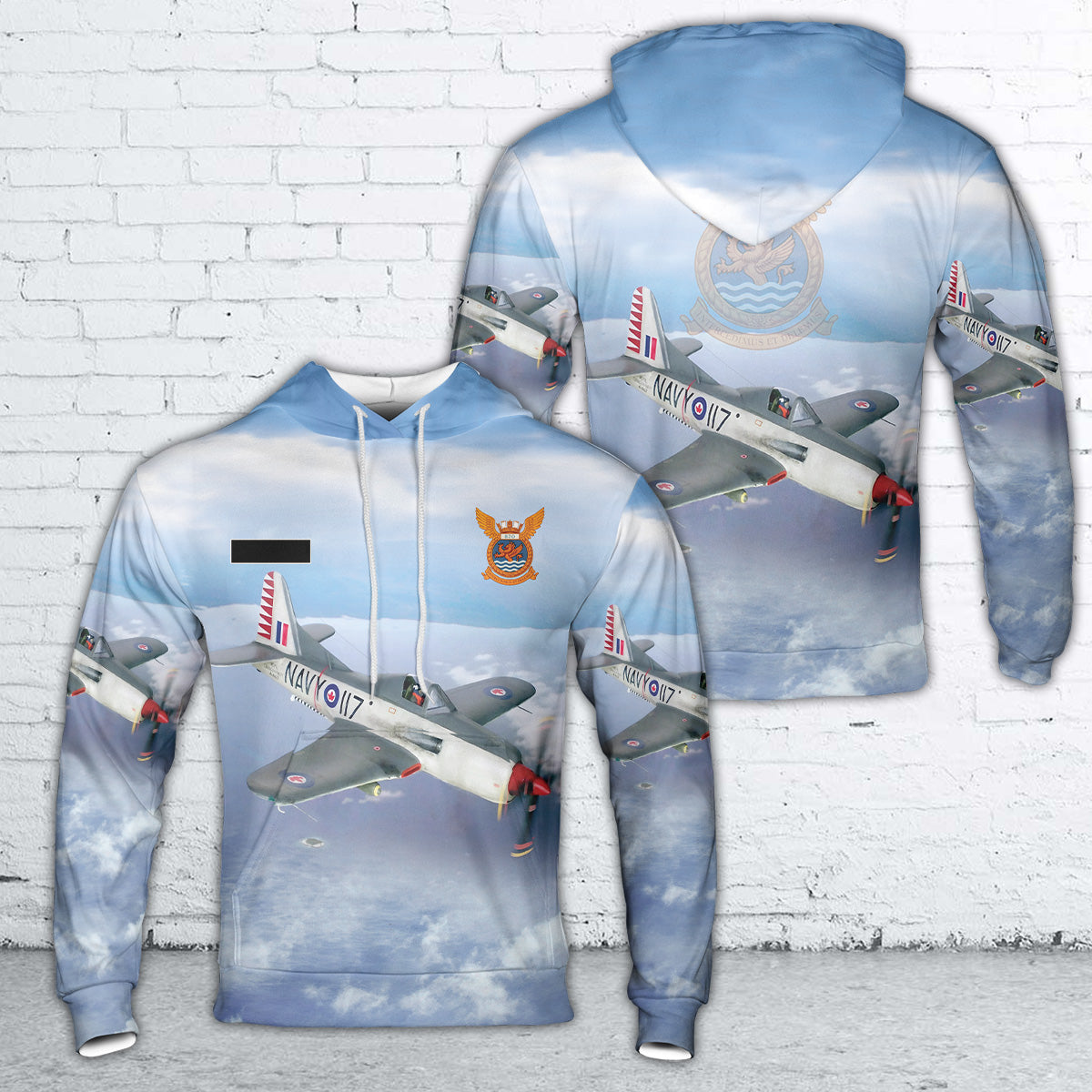 Custom Name Royal Canadian Navy Ryan F2R Dark Shark aircraft 117/Bu. No. 141467 of VF 870 Squadron Hoodie 3D