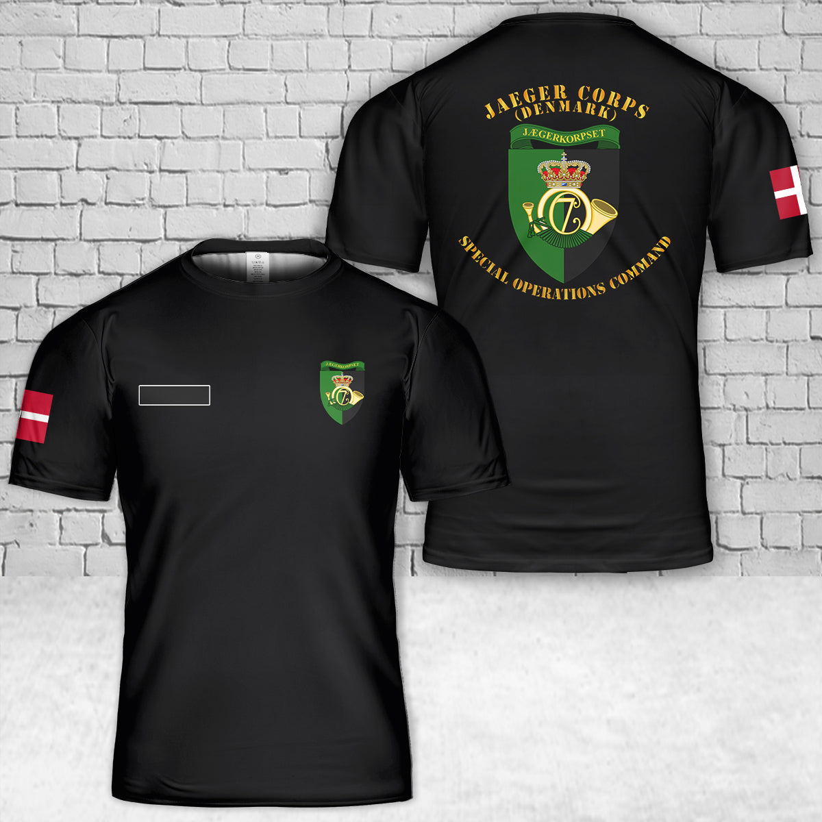 Custom Name Royal Danish Army Jaeger Corps Special Forces T-Shirt 3D