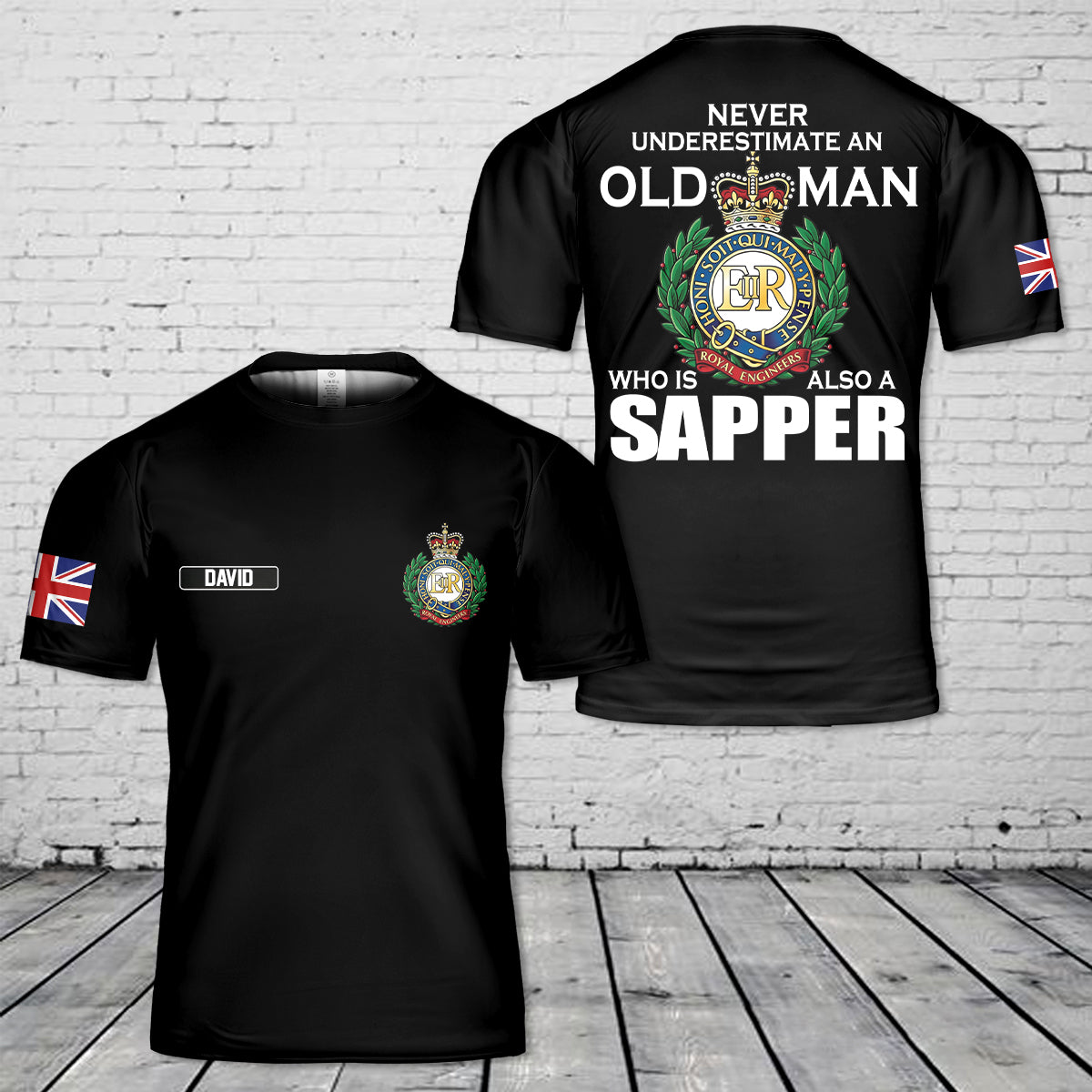 Custom Name Royal Engineers Never Underestimate an old man who is also a Sapper 3D T-Shirt