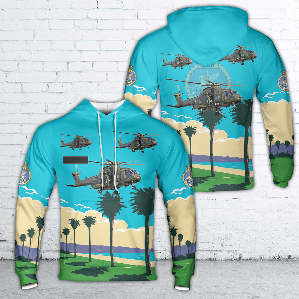 Custom Name Royal Navy 846 Naval Air Squadron Merlin MK3 Hoodie 3D