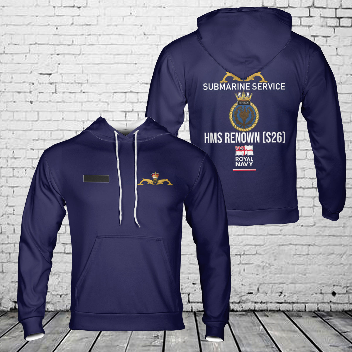 Custom Name Royal Navy HMS Renown (S26) 3D Hoodie