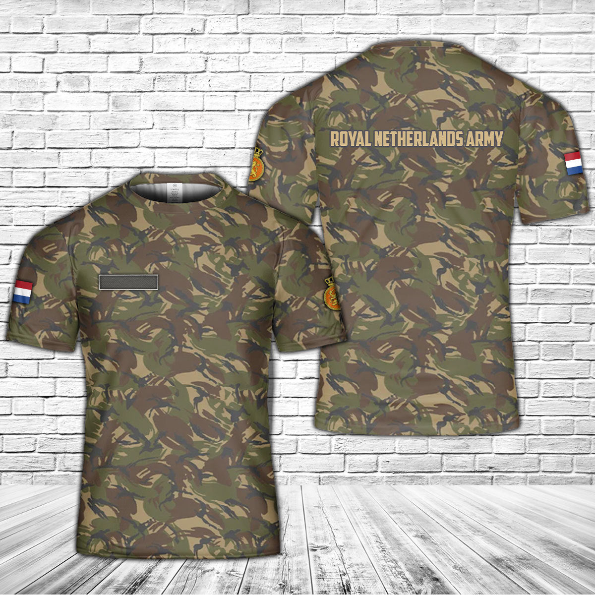Custom Name Royal Netherlands Army Dutch M93 DPM Woodland Camo T-Shirt 3D