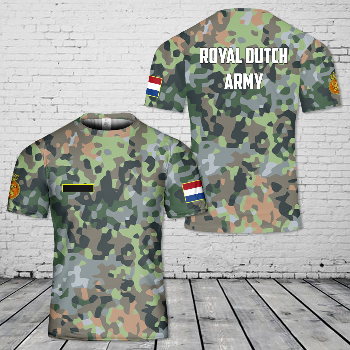 Custom Name Royal Dutch Army Fractal Pattern (NFP) Camo T-Shirt 3D