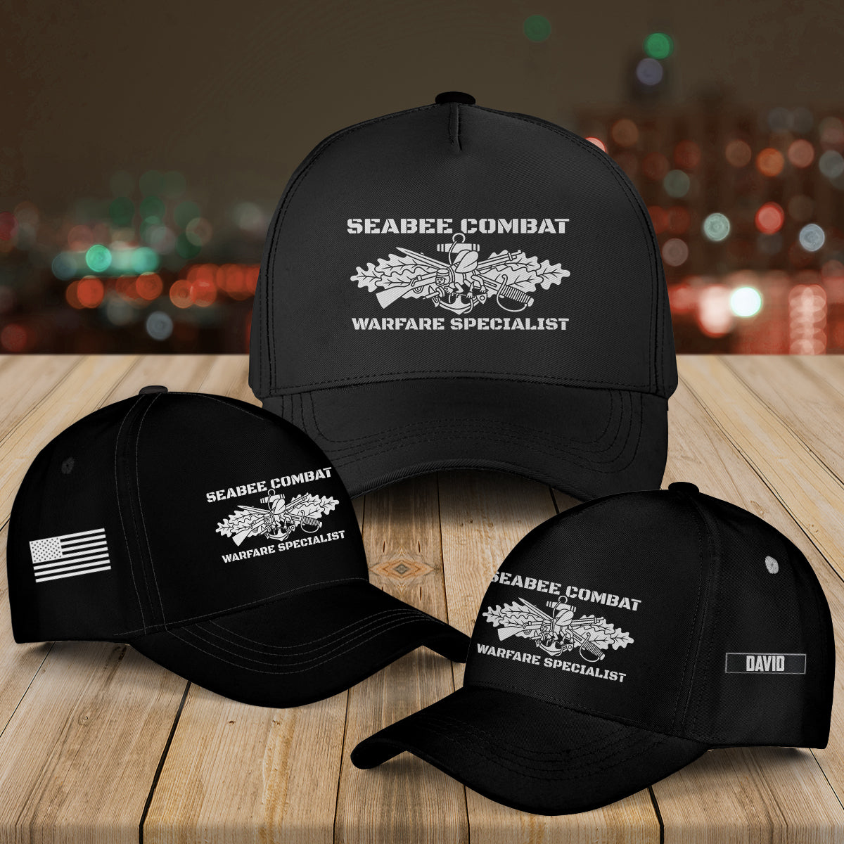 Custom Name SEABEE COMBAT Warfare Specialist Baseball Cap