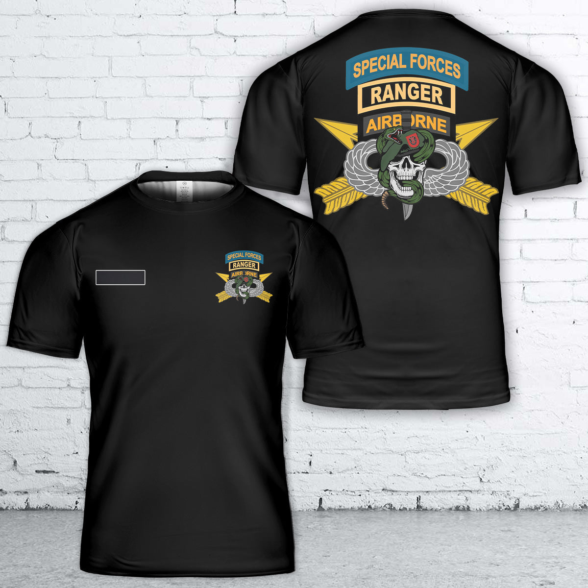 Custom Name SF Ranger Jungle Skull T-Shirt 3D