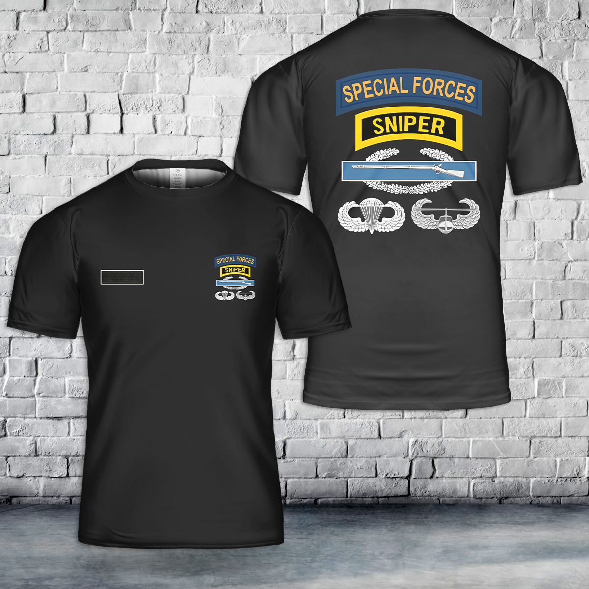 Custom Name SF Sniper CIB Airborne Air Assault T-Shirt 3D