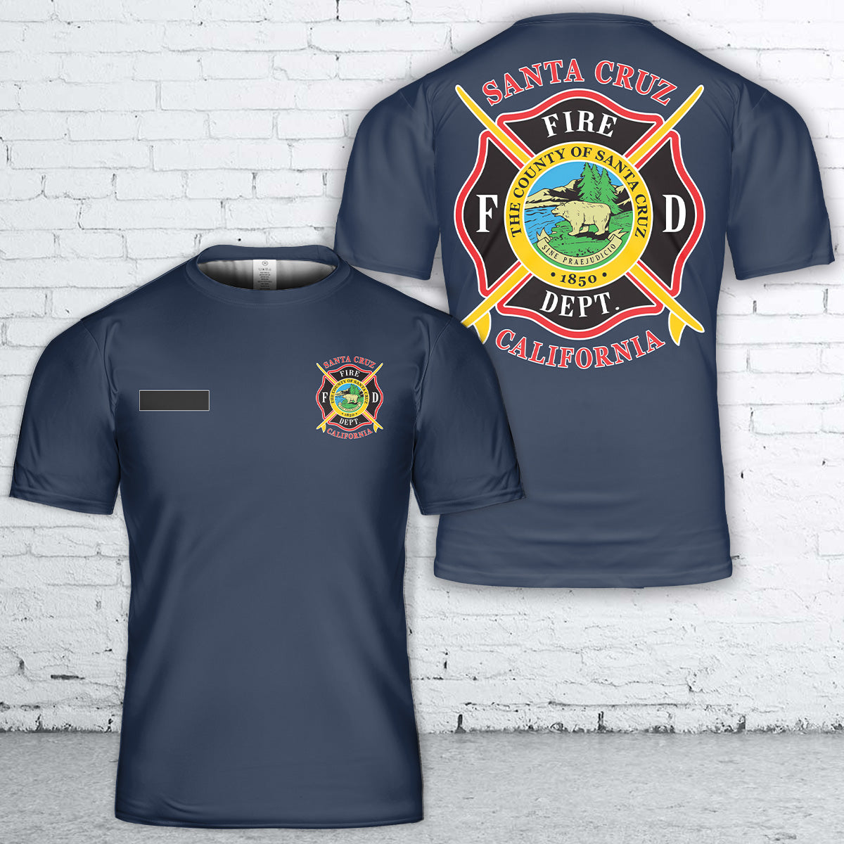 Custom Name Santa Cruz, California, Santa Cruz Fire Department T-Shirt 3D