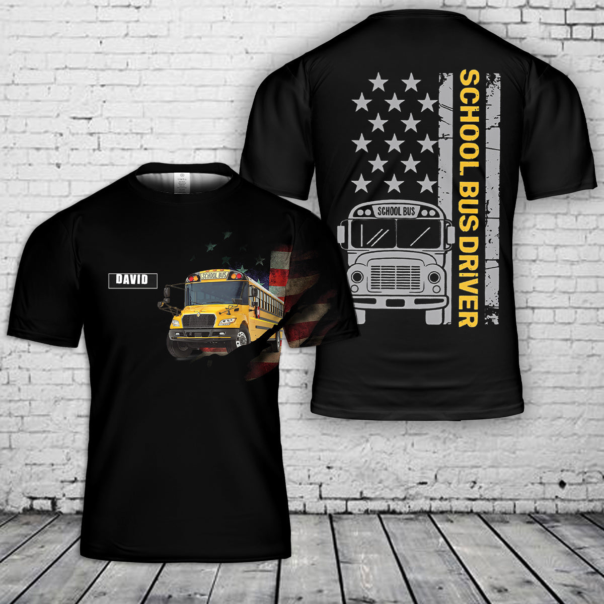 Custom Name School Bus Driver 3D T-Shirt