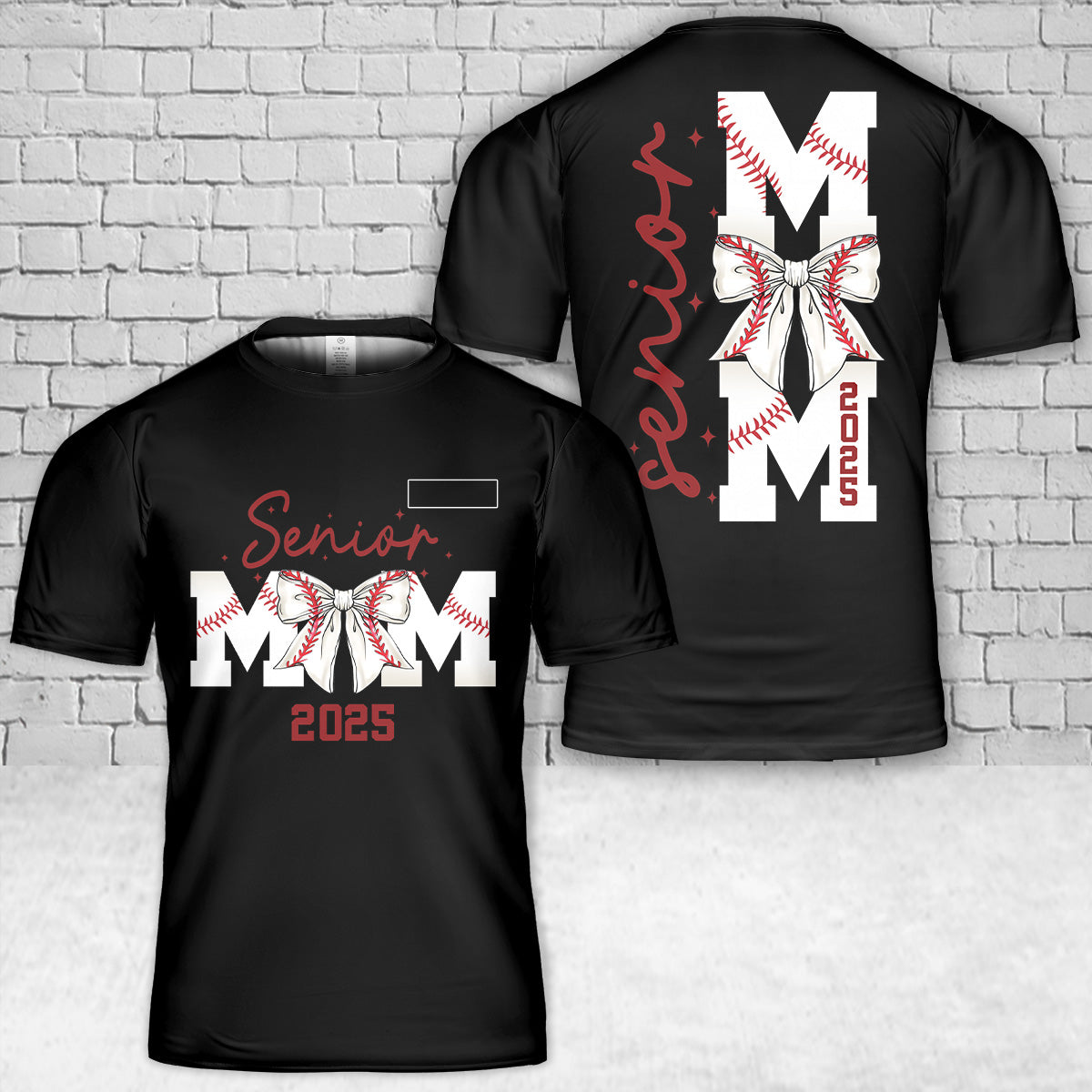 Custom Name Senior 2025 Mom Baseball T-Shirt 3D