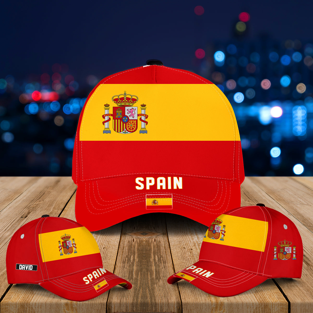 Custom Name Spain Flag Baseball Cap