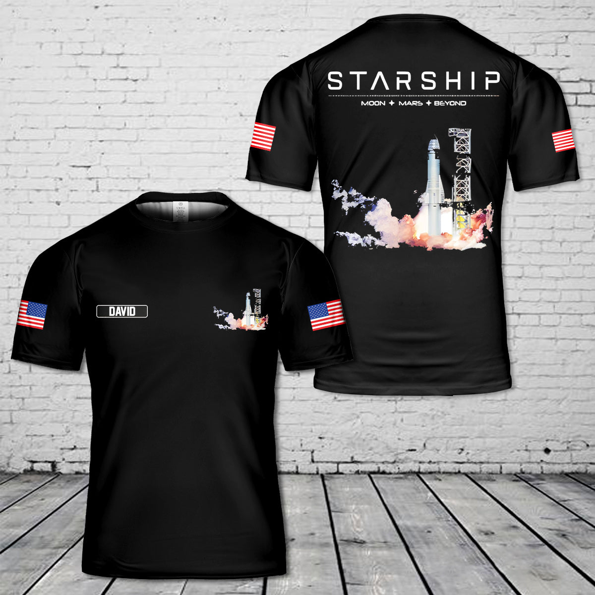 Custom Name Starship Test Launch 3D T-Shirt