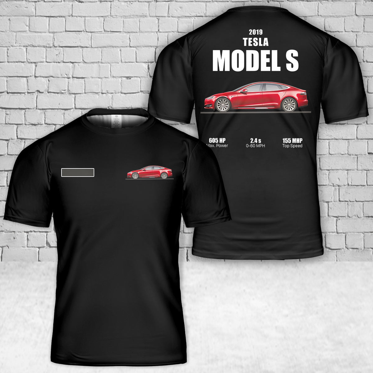 Custom Name Tesla Model S T-Shirt 3D