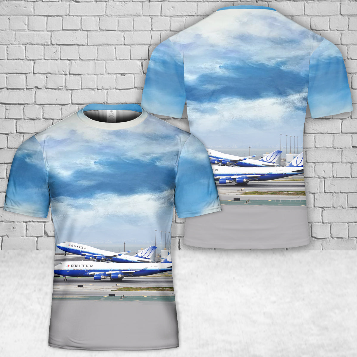 United Airlines Boeing 747-422 Tulip Lahaina Harbor T-Shirt 3D