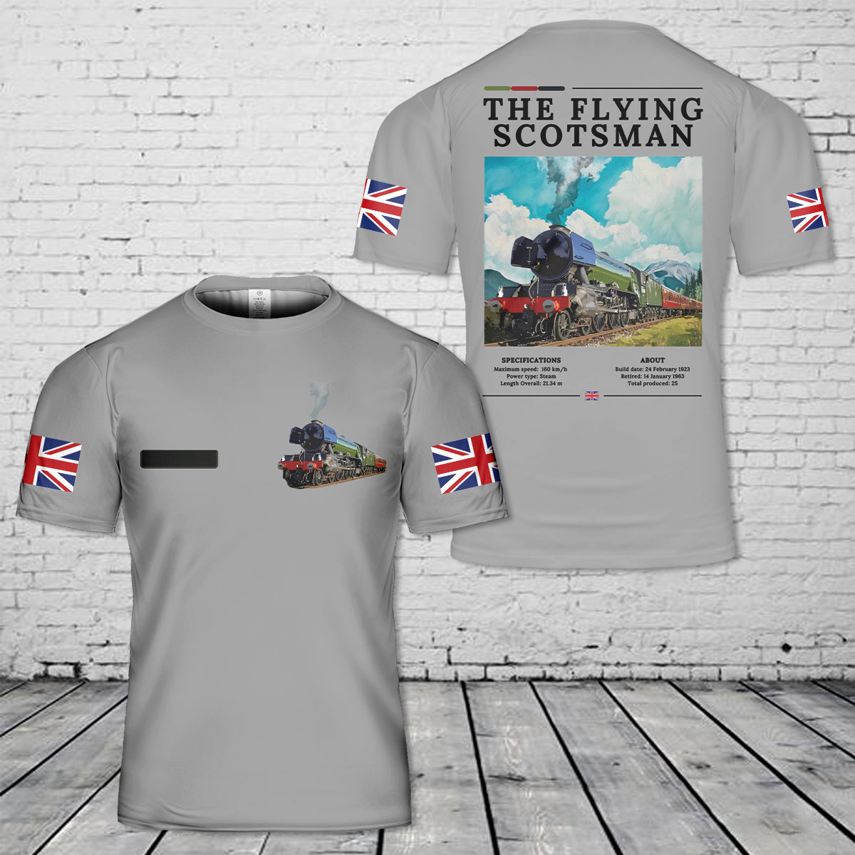 Custom Name The Flying Scotsman Steam Train T-Shirt 3D