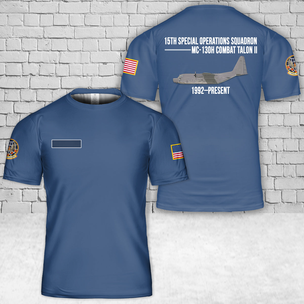 Custom Name USAF 15th Special Operations Squadron MC-130H Combat Talon II T-Shirt 3D