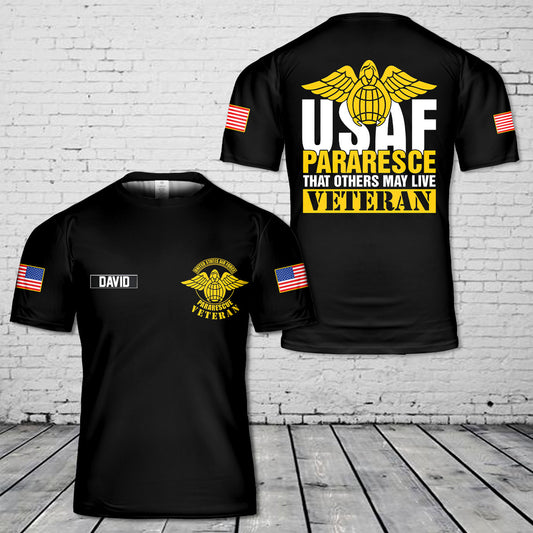 Custom Name USAF Pararescue Veteran 3D T-Shirt