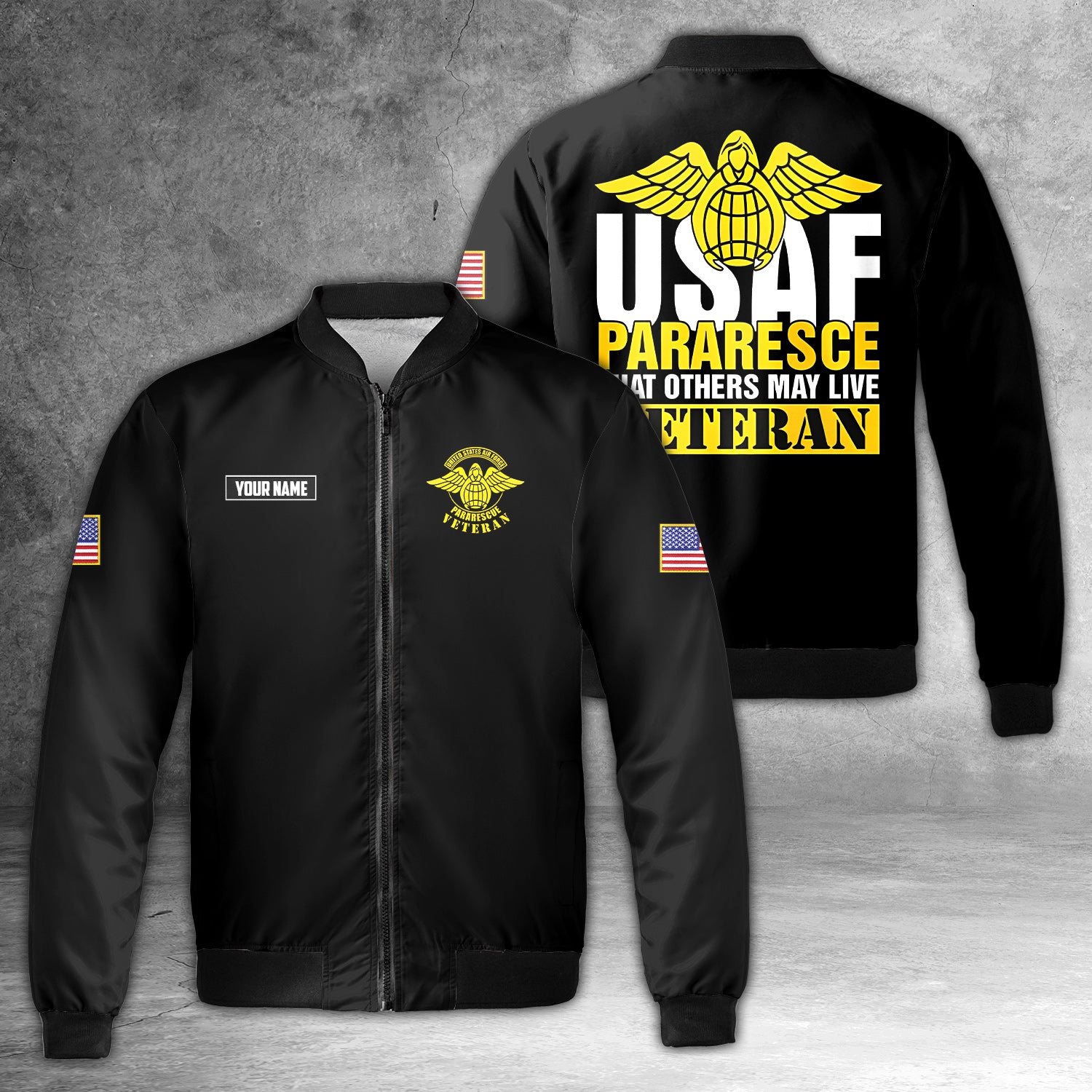 Custom Name USAF Pararescue Veteran Bomber Jacket – Merch Gears