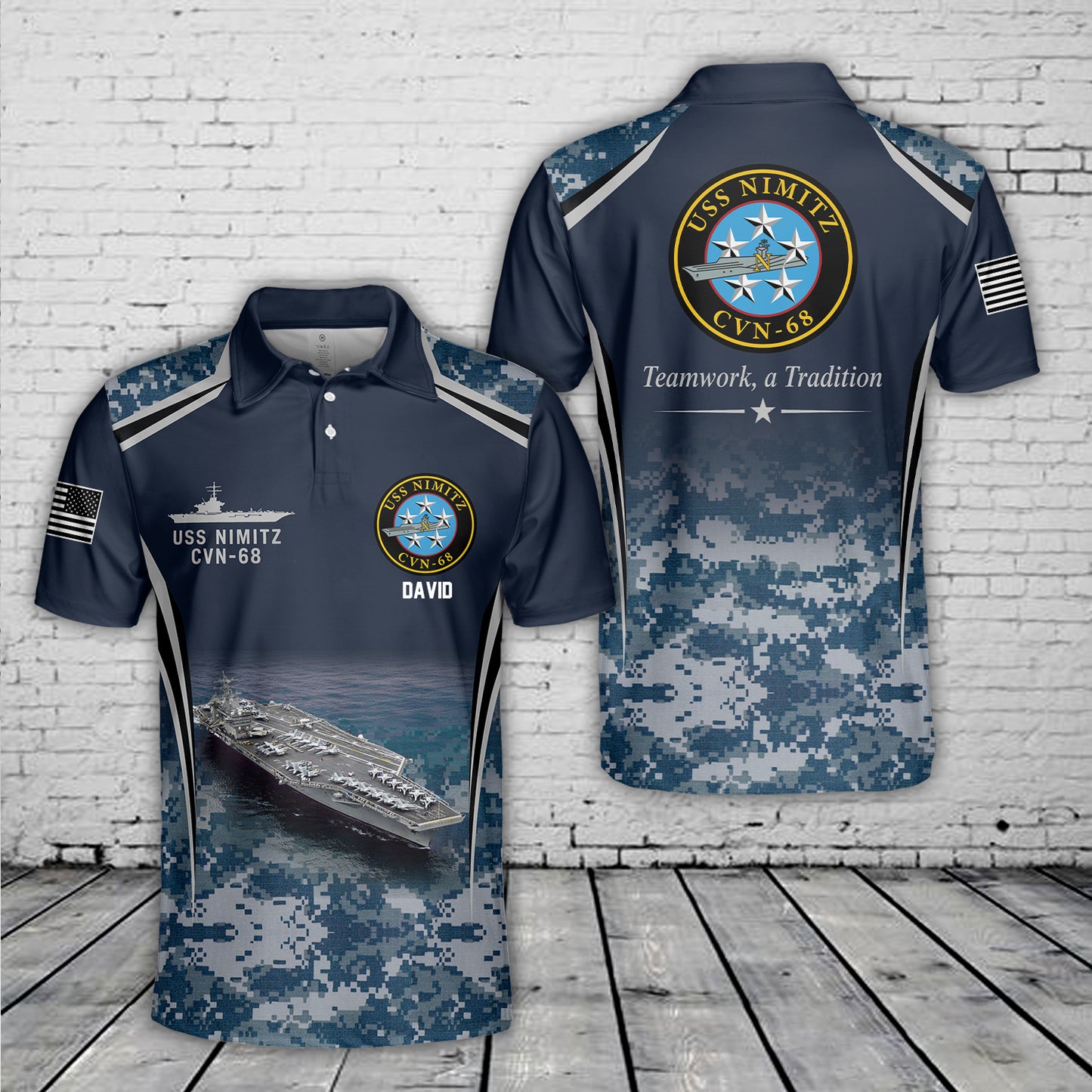 Custom Name USS Nimitz (CVN-68) Polo Shirt