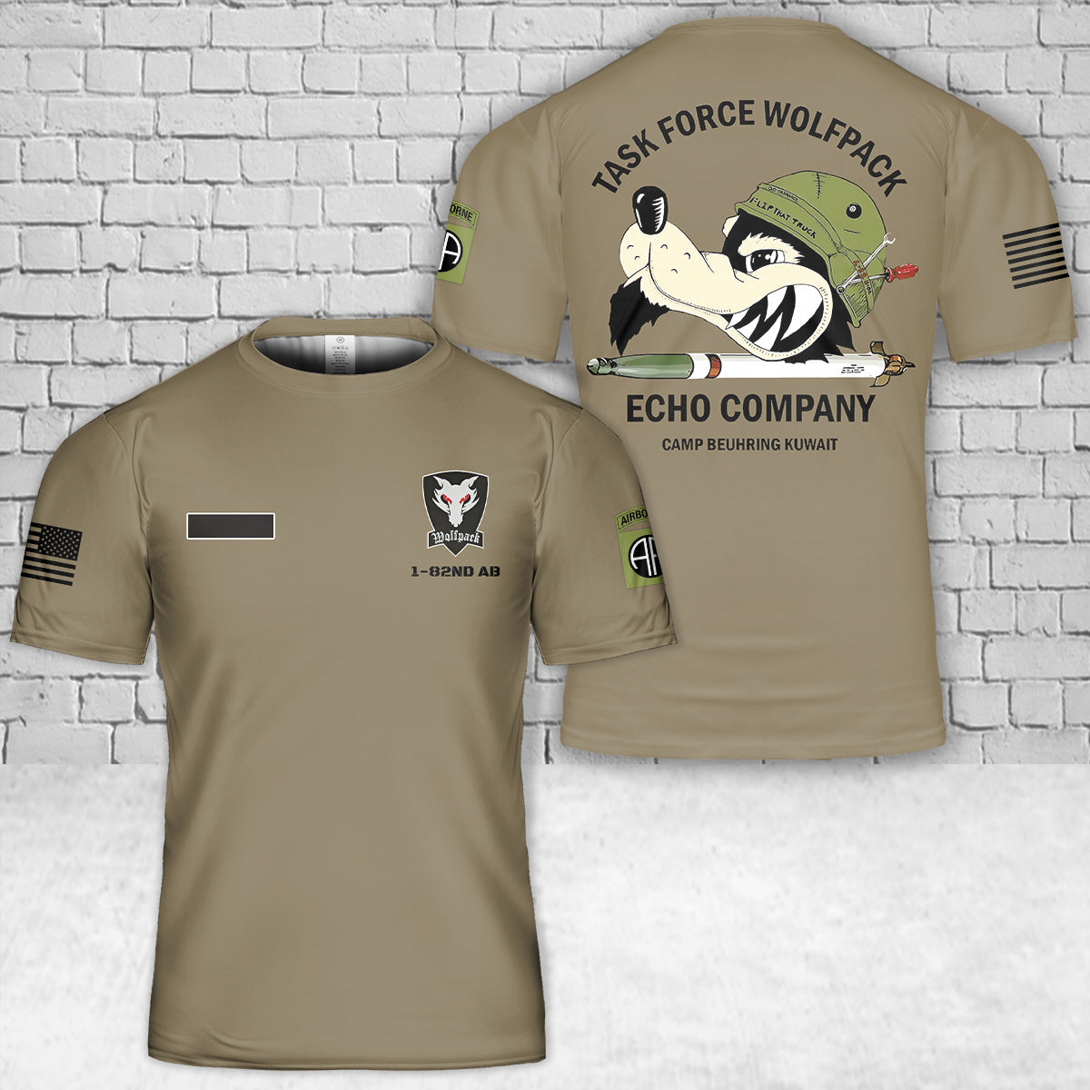 Custom Name US ARMY ECO. 1-82nd AB, 82nd CAB T-Shirt 3D