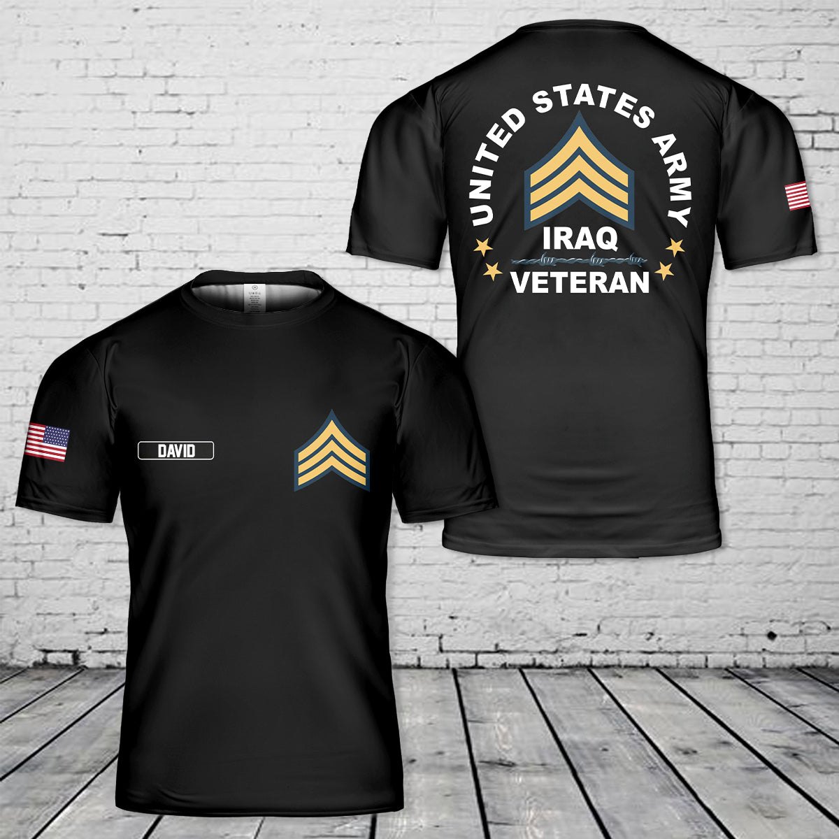 Custom Name US ARMY SERGEANT Iraq Veteran 3D T-Shirt