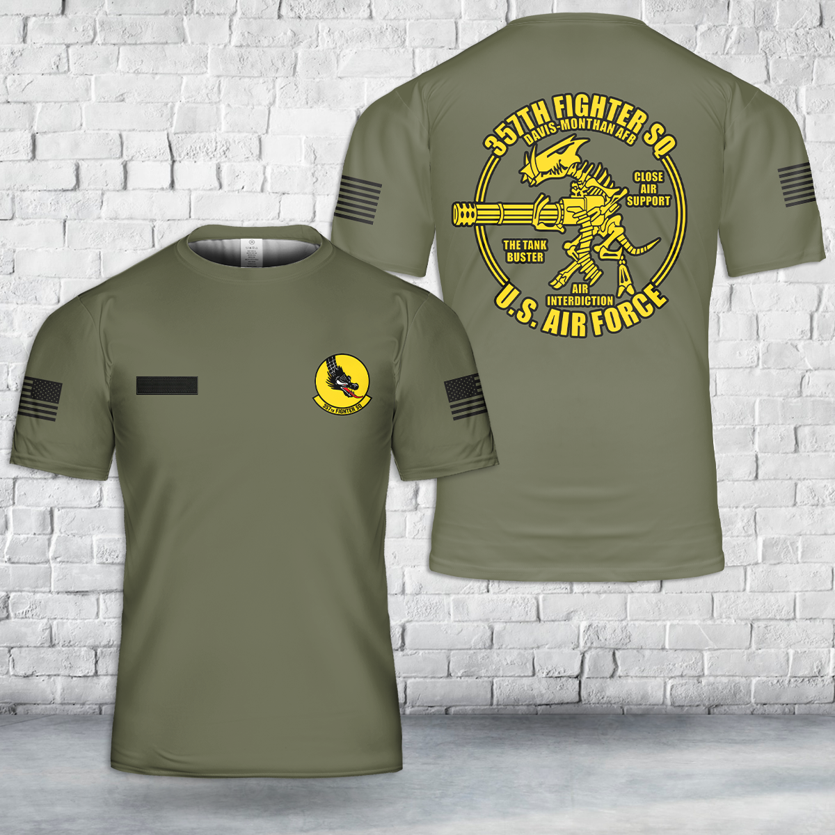Custom Name US Air Force 357th Fighter Squadron T-Shirt 3D