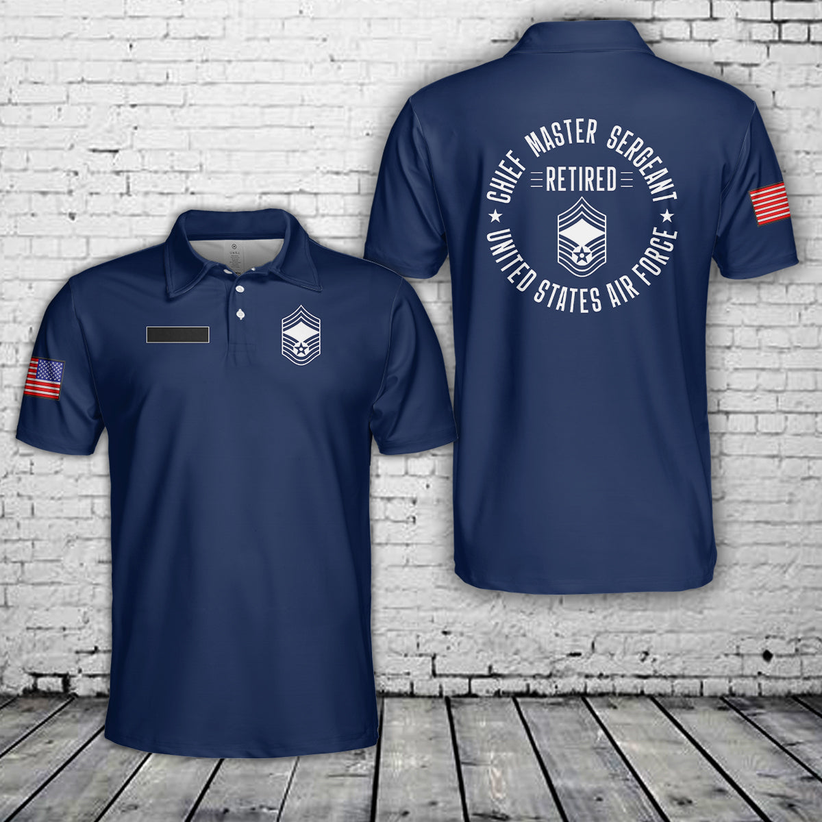 Custom Name US Air Force Chief Master Sergeant Retired Polo Shirt