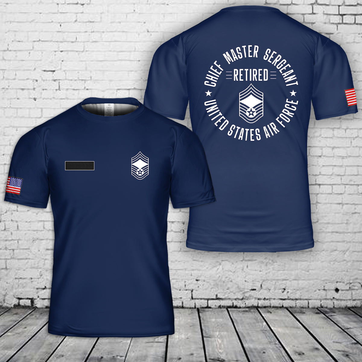 Custom Name US Air Force Chief Master Sergeant Retired T-Shirt 3D