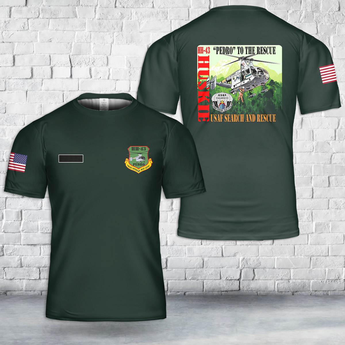 Custom Name US Air Force HH-43 Huskie Pedro to the Rescue T-Shirt 3D