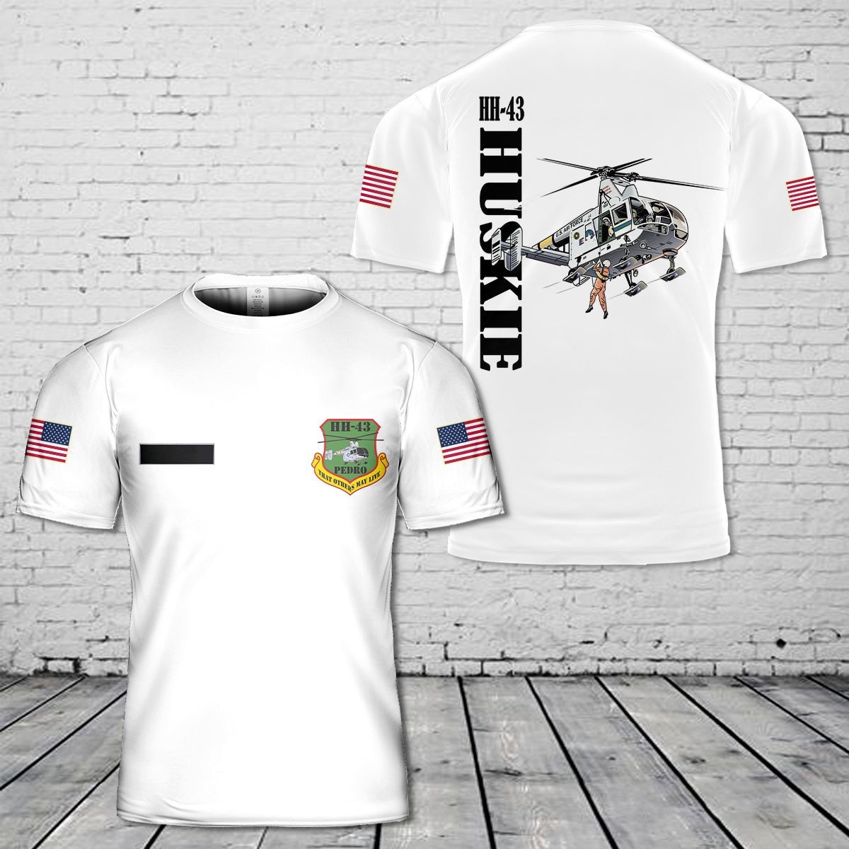 Custom Name US Air Force Kaman HH-43 Huskie Pedro T-Shirt 3D