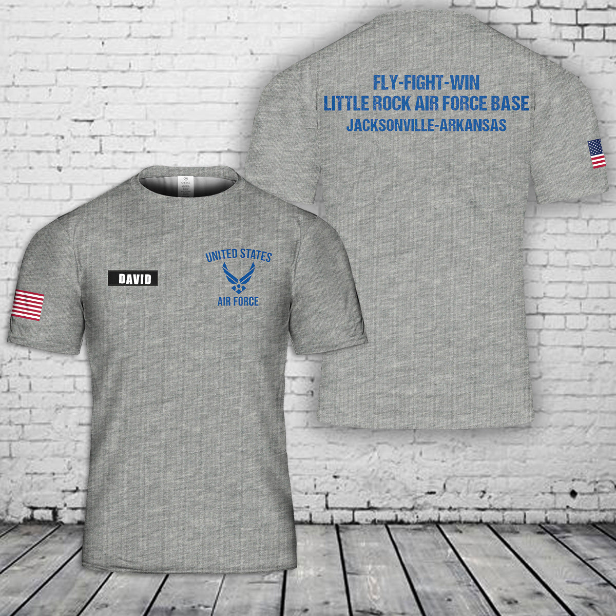 Custom Name US Air Force Little Rock Air Force Base 3D T-Shirt