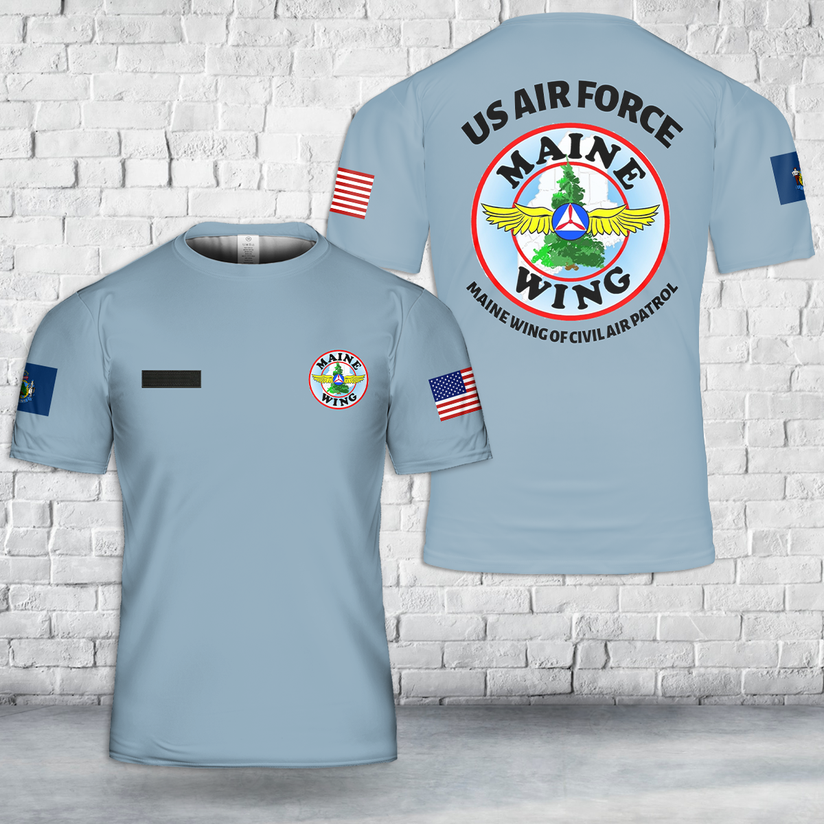 Custom Name US Air Force Maine Wing of Civil Air Patrol (CAP) T-Shirt 3D