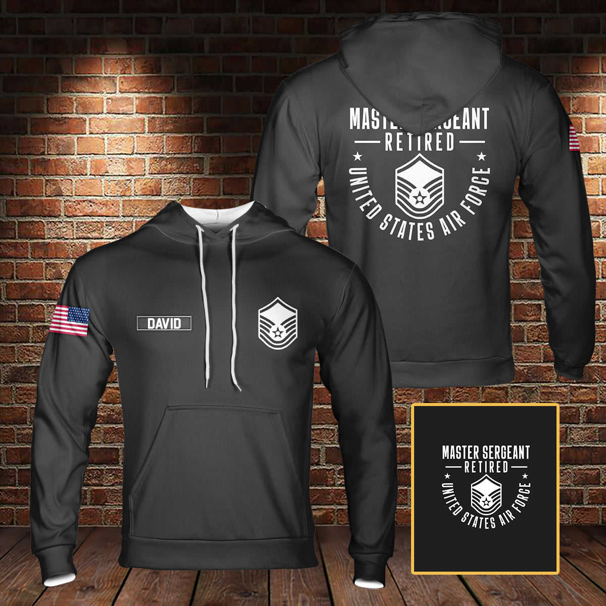 Custom Name US Air Force Master Sergeant Retired 3D Hoodie