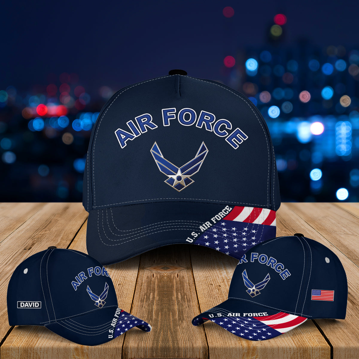 Custom Name US Air Force Master Sergeant Retired Baseball Cap