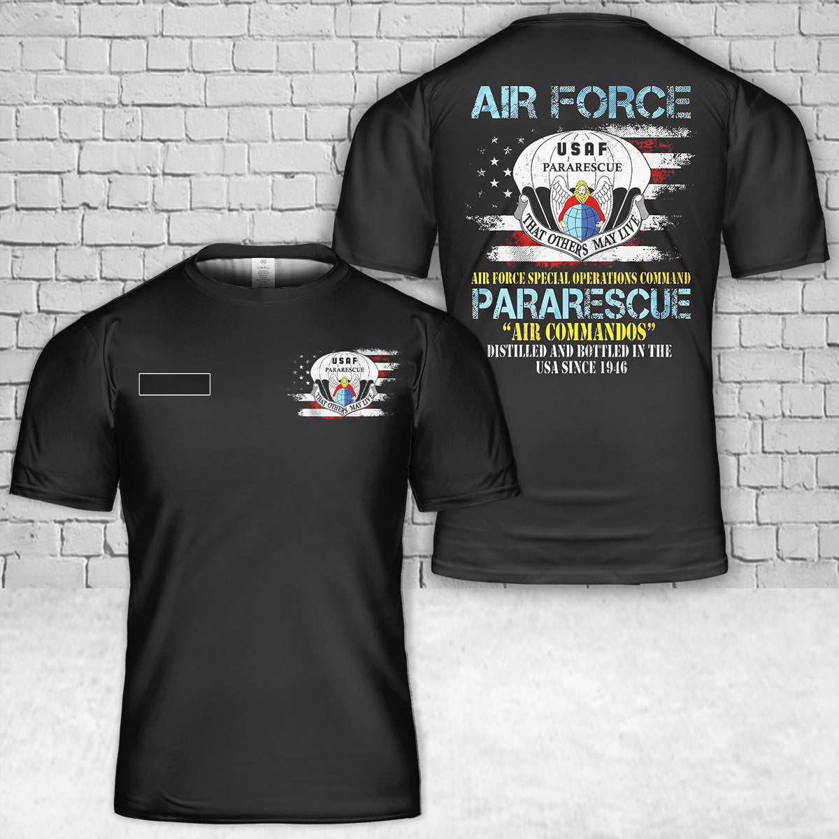 Custom Name US Air Force Pararescue (PJ) Angel of Mercy Rescue T-Shirt 3D
