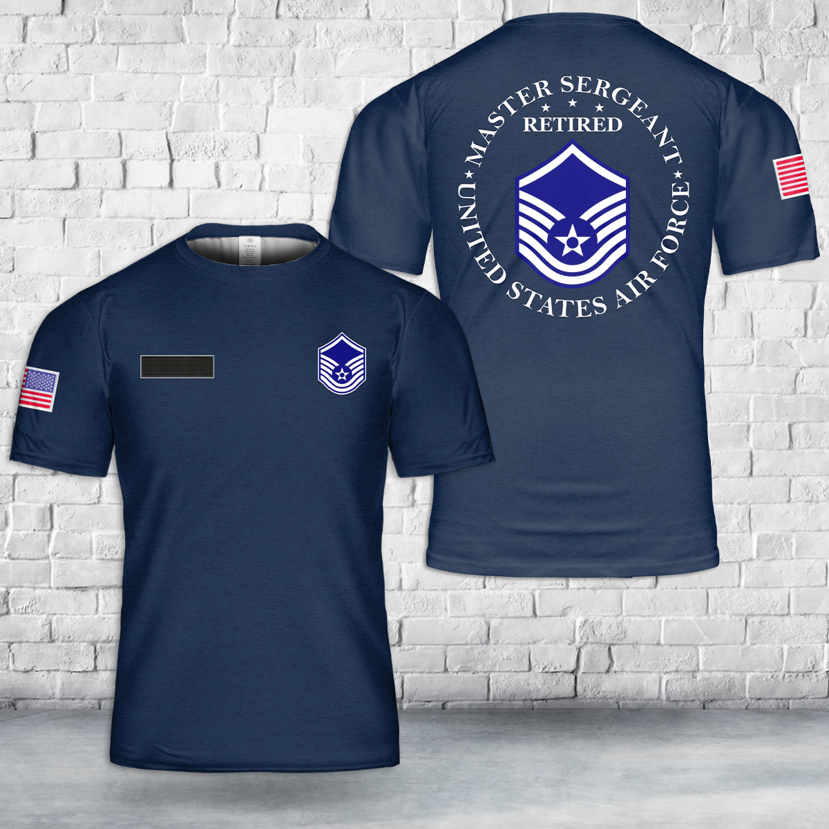 Custom Name US Air Force Retired Master Sergeant T-Shirt 3D
