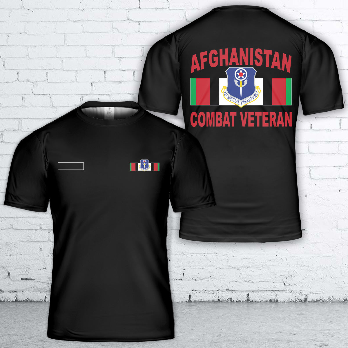 Custom Name US Air Force Special Operations Afghanistan Combat Veteran T-Shirt 3D