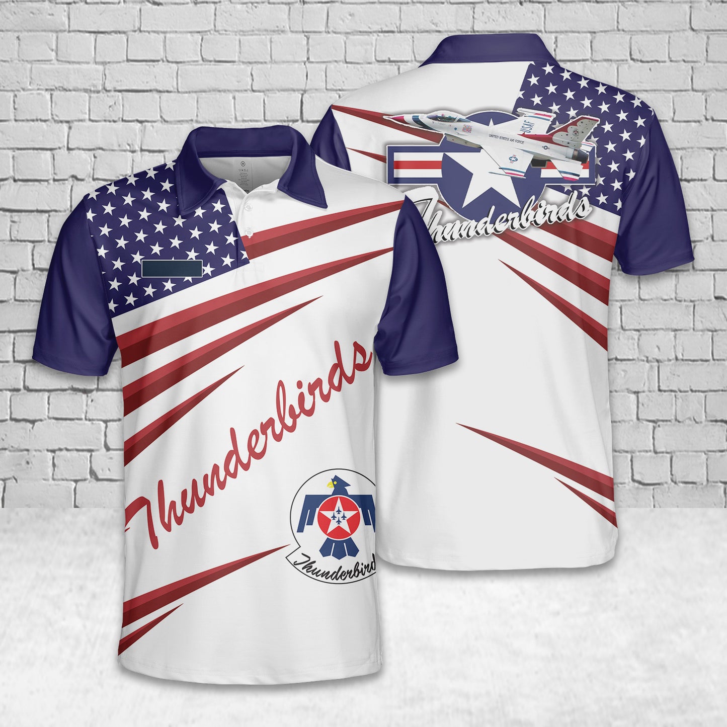 Custom Name US Air Force Thunderbirds, 4th Of July AOP Polo Shirt