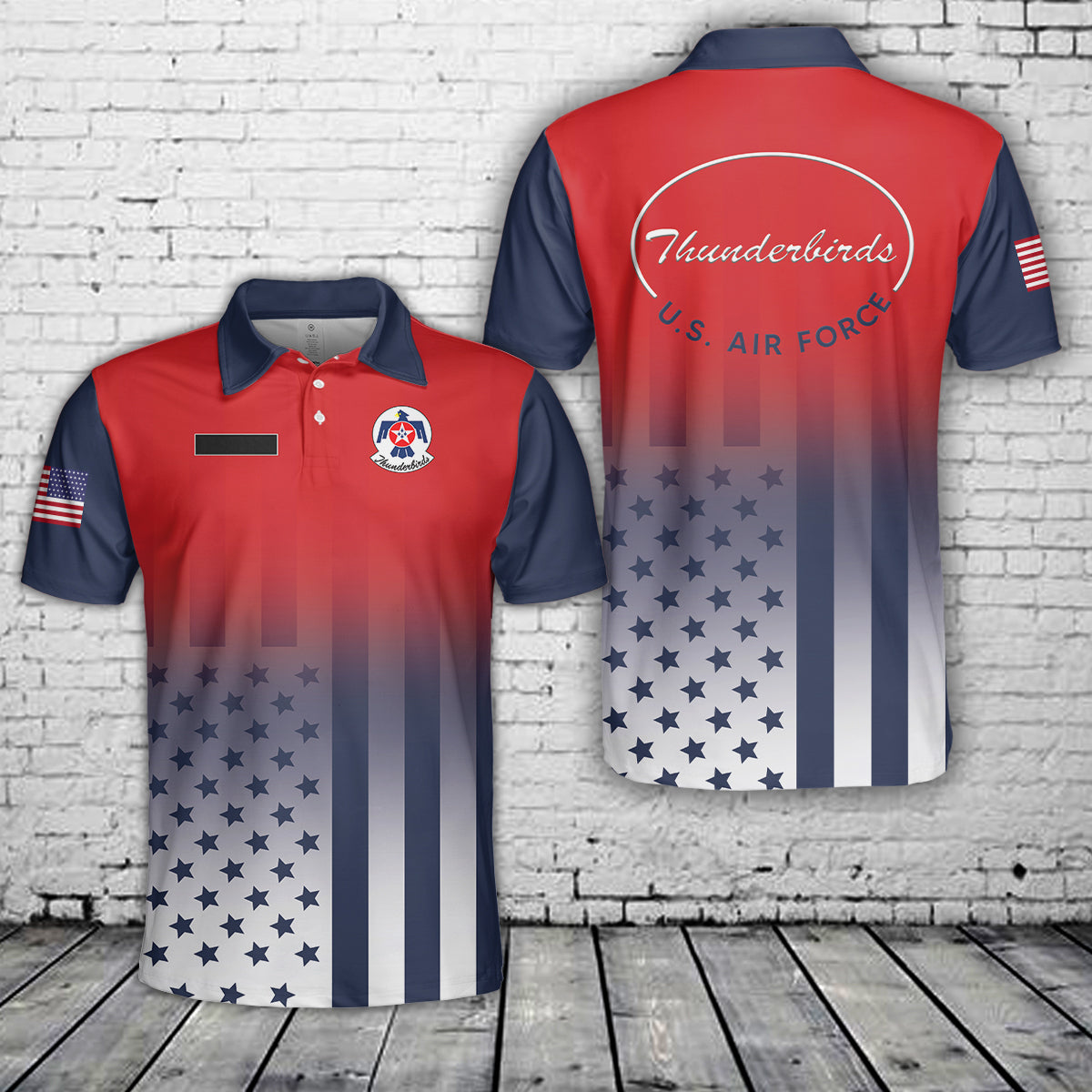 Custom Name US Air Force Thunderbirds, 4th Of July Polo Shirt