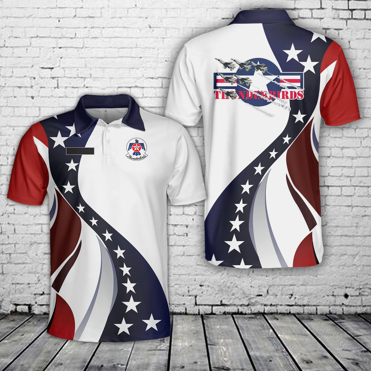 Custom Name US Air Force Thunderbirds, 4th Of July Polo Shirt