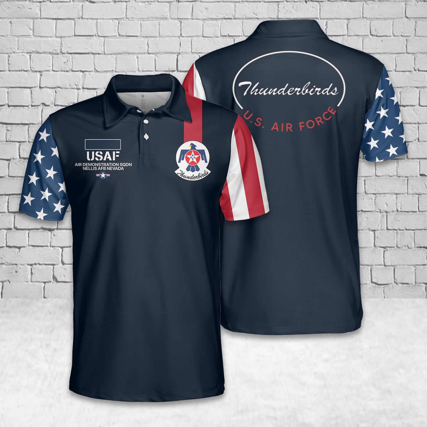 Custom Name US Air Force Thunderbirds, 4th Of July Polo Shirt