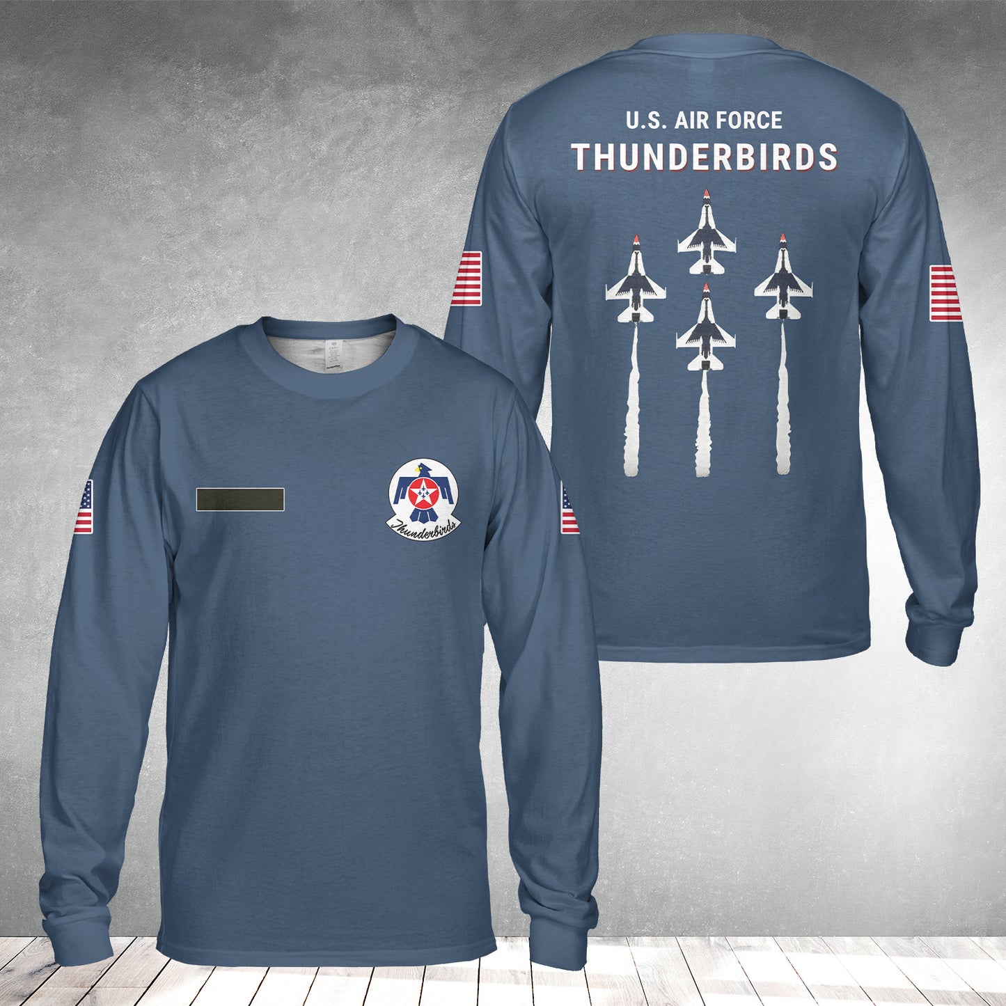 Custom Name US Air Force Thunderbirds AOP Long Sleeve Shirt