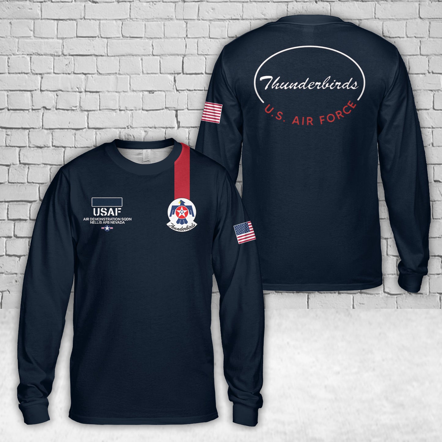Custom Name US Air Force Thunderbirds AOP Long Sleeve Shirt