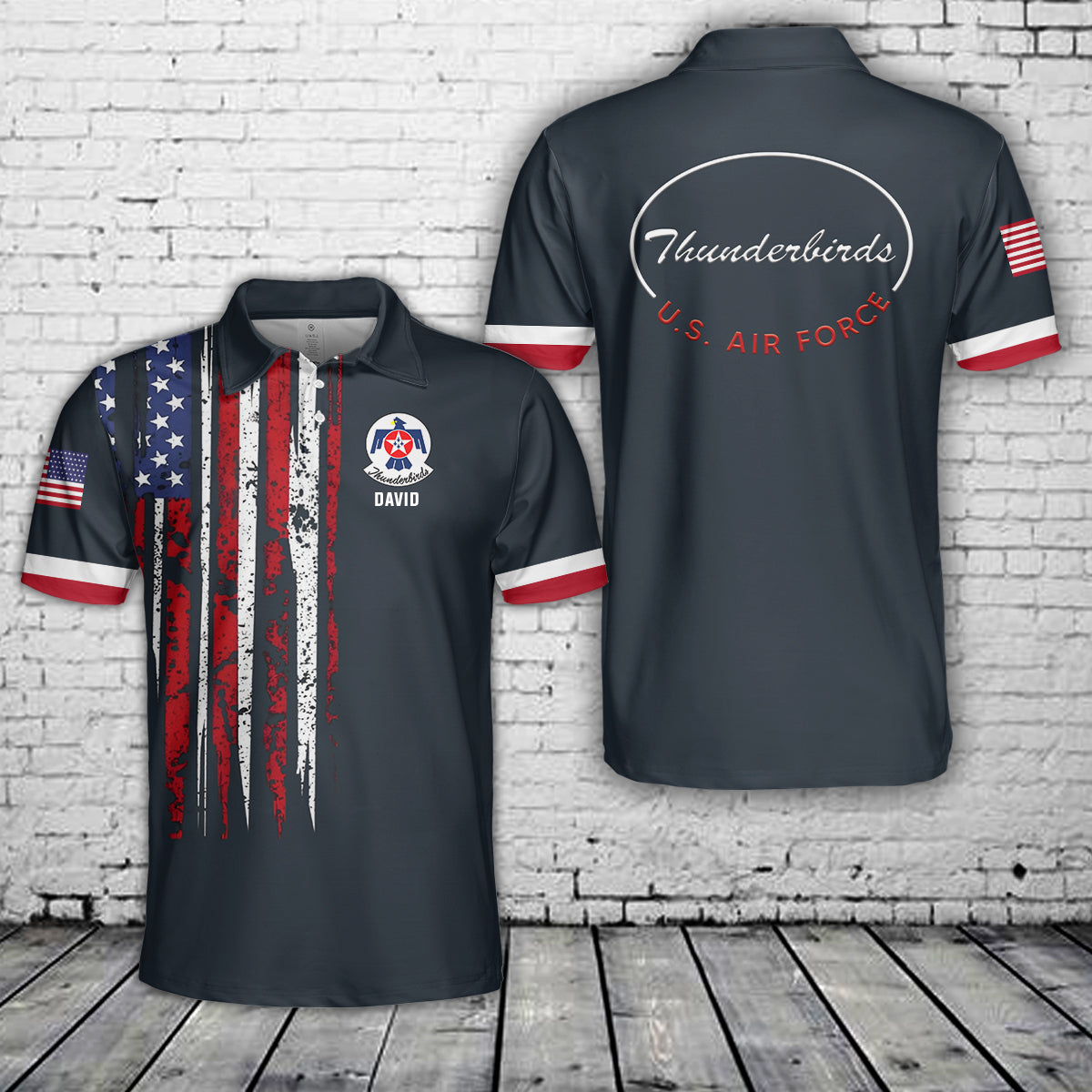 Custom Name US Air Force Thunderbirds Polo Shirt