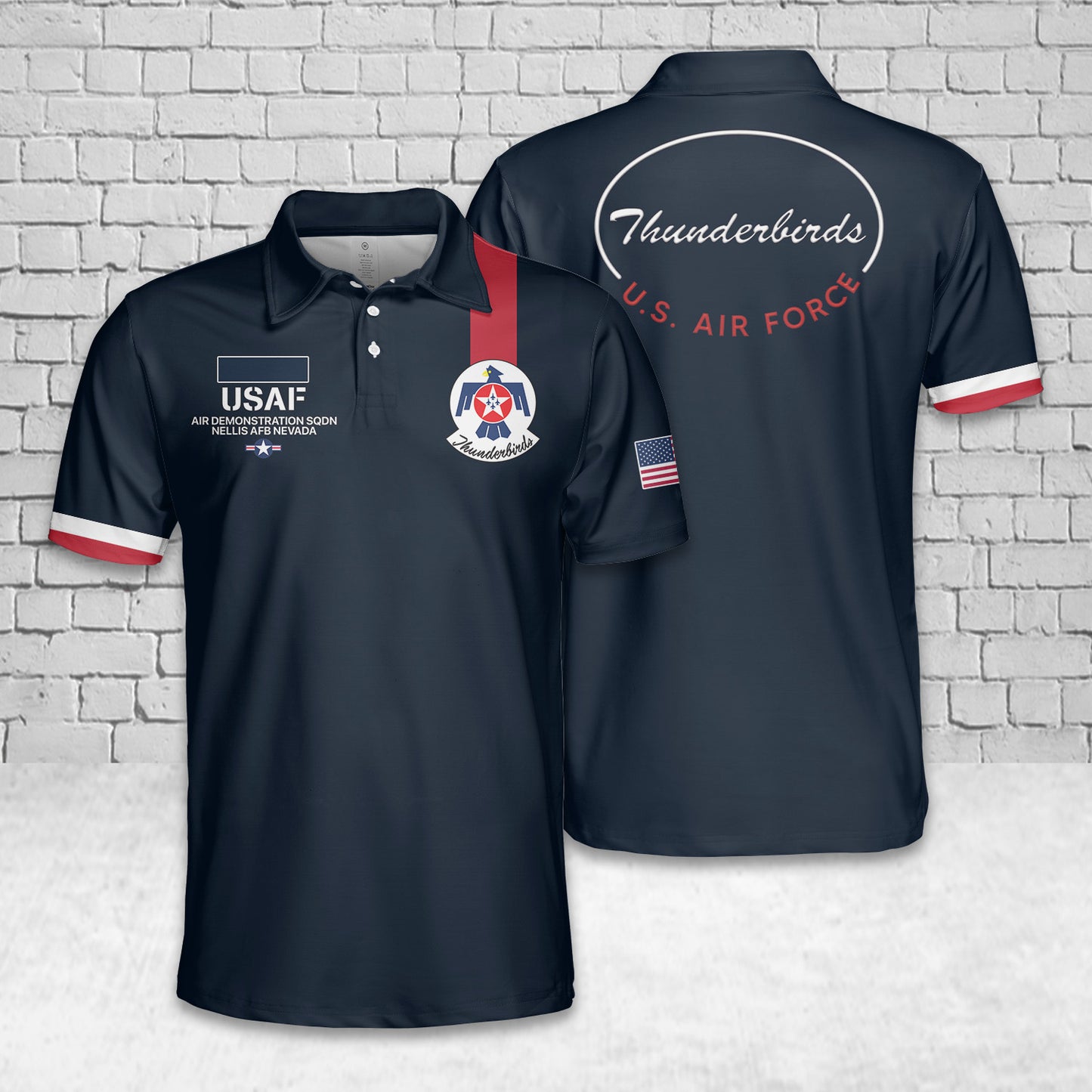 Custom Name US Air Force Thunderbirds Polo Shirt
