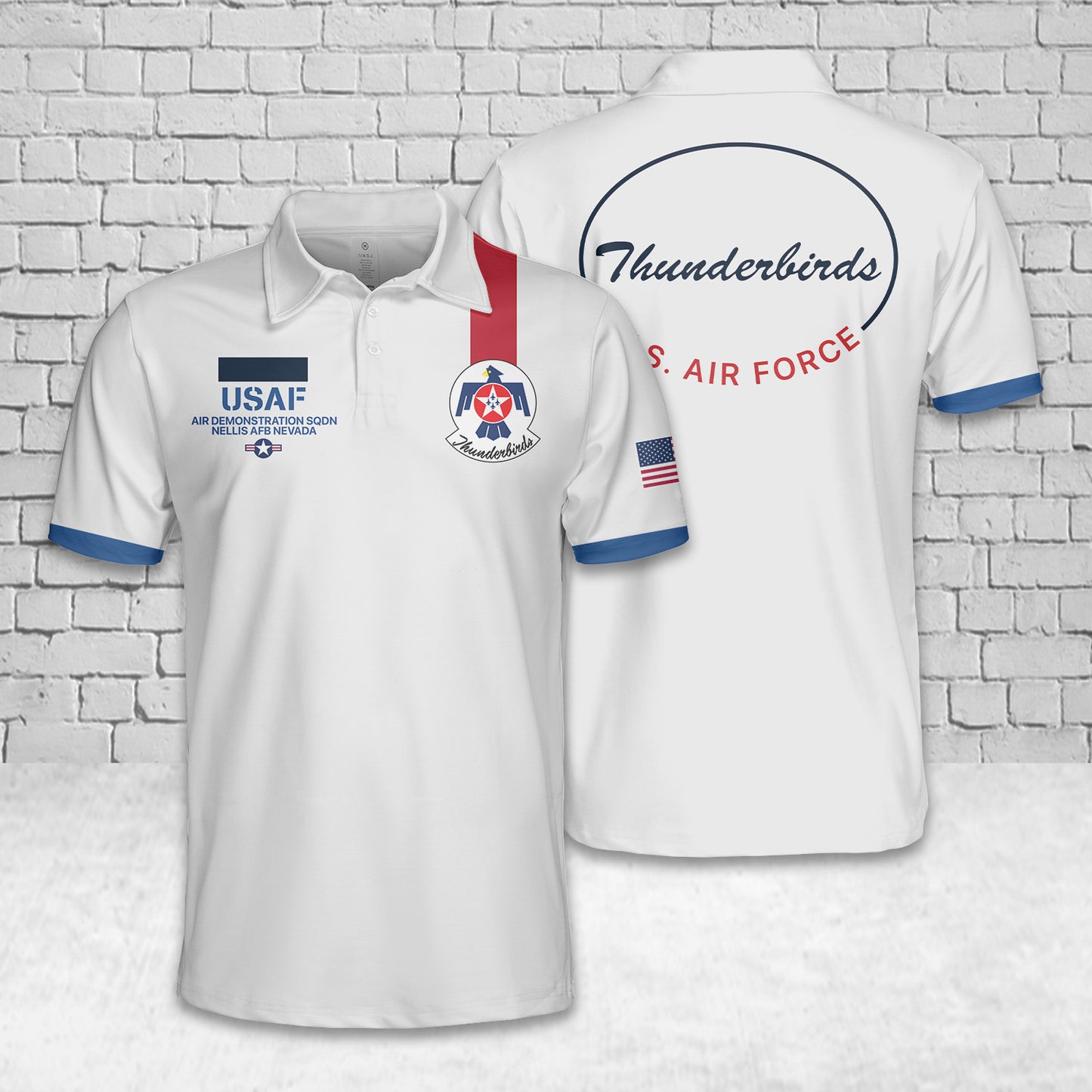 Custom Name US Air Force Thunderbirds Polo Shirt White Version