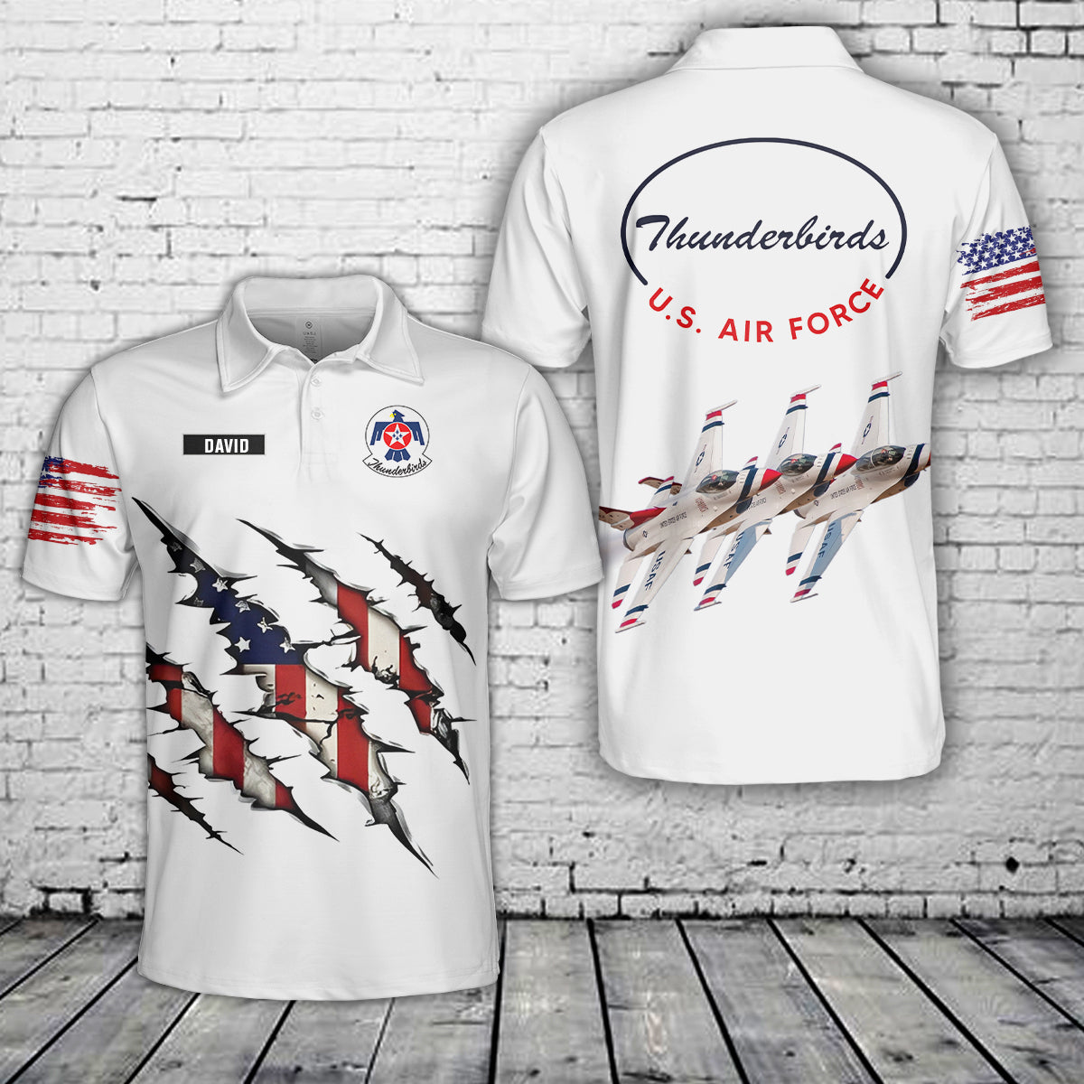 Custom Name US Air Force Thunderbirds, 4th Of July AOP Polo Shirt