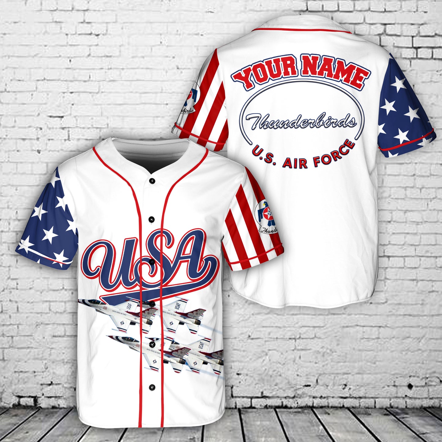 Custom Name US Air Force Thunderbirds, 4th Of July Baseball Jersey