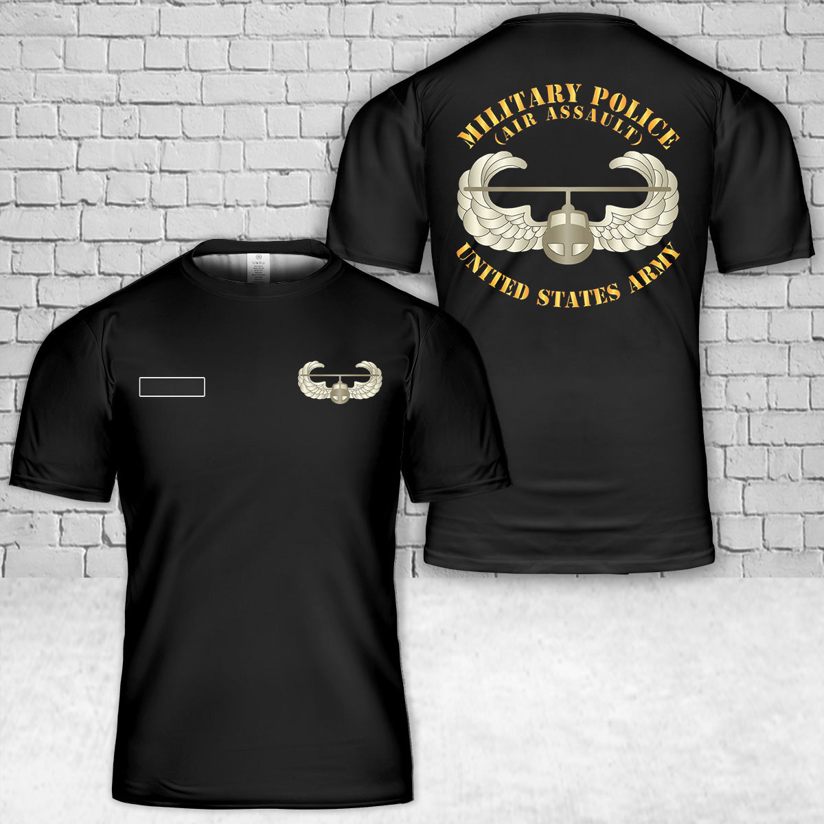 Custom Name US Army - Military Police w Air Assault Badge T-Shirt 3D